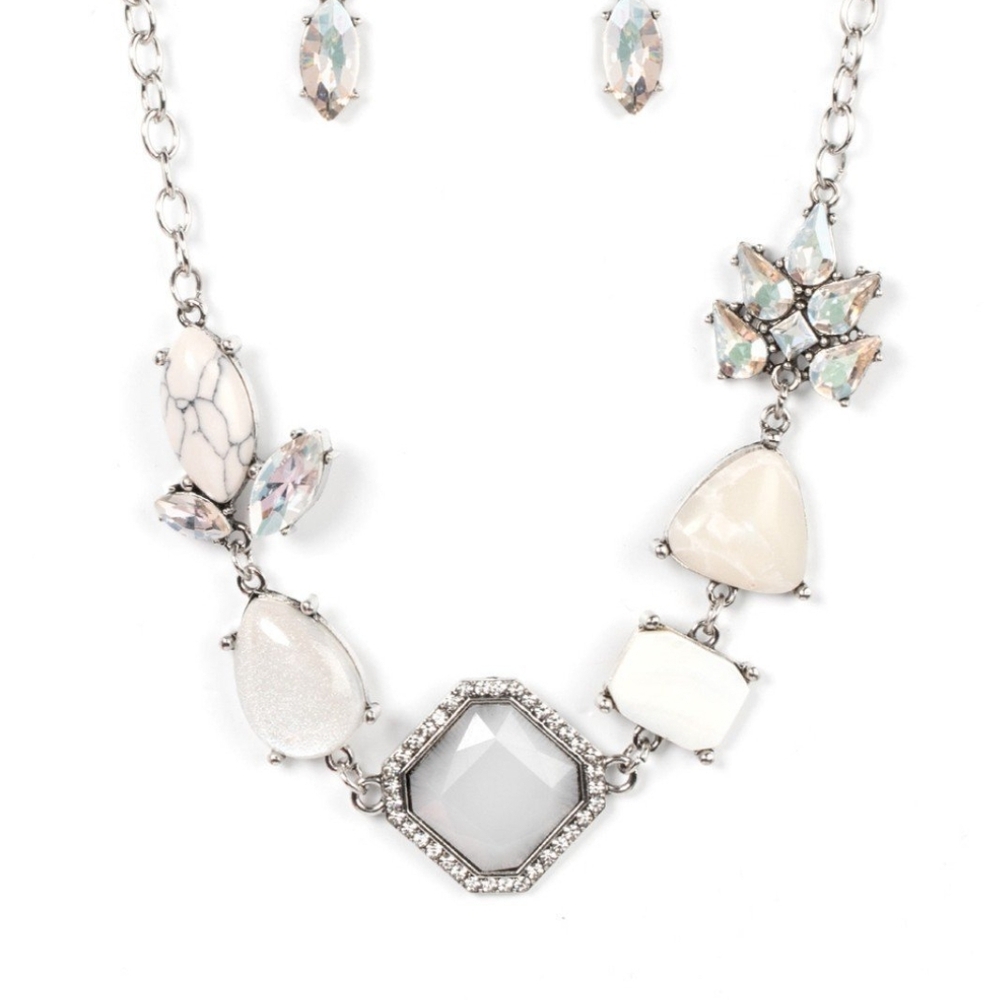 Elegant Silver and White Necklace Set  Eco Enchantment Fashion Jewelry